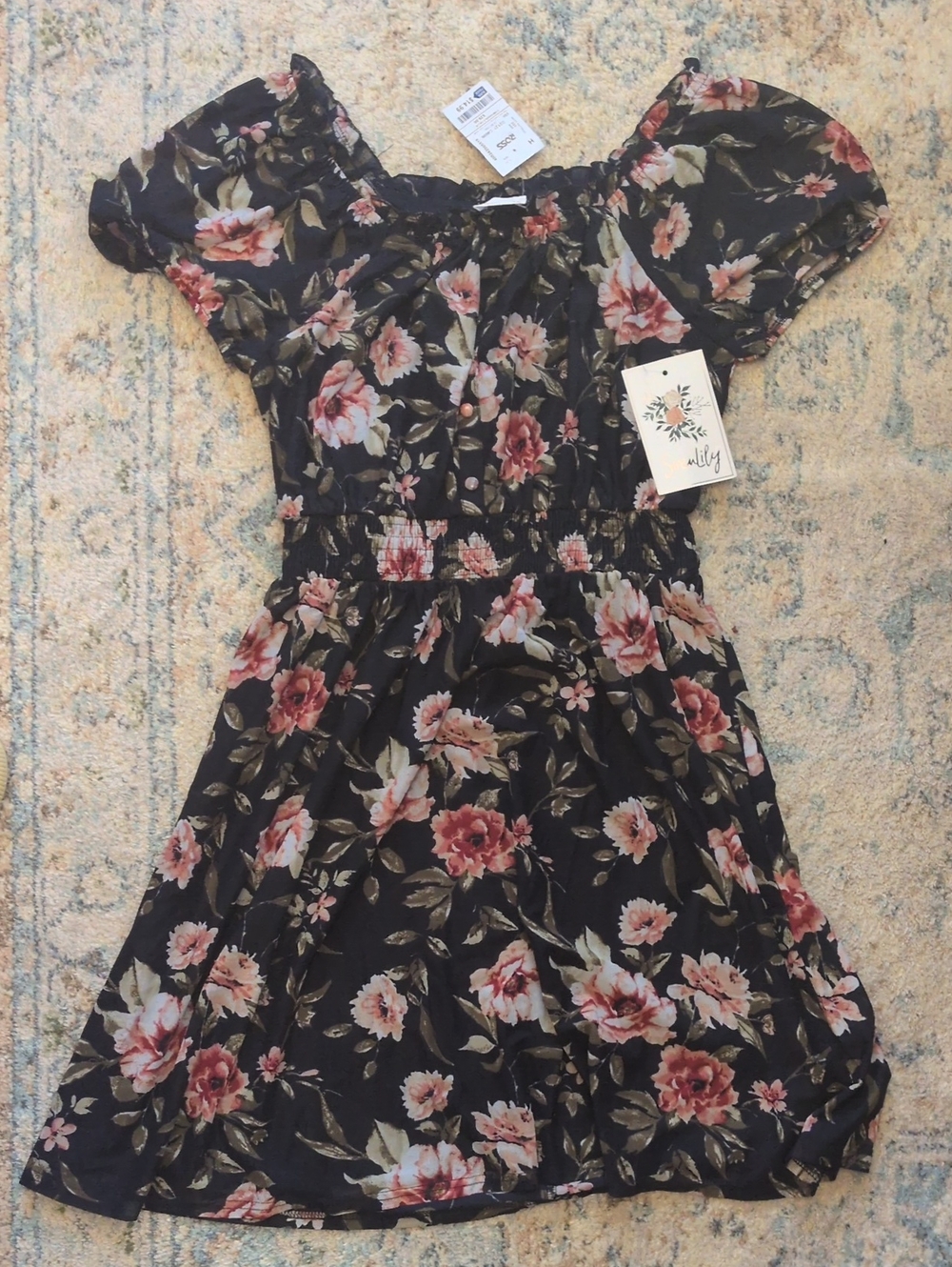 4/$13 Siren Lily Floral Off-Shoulder Casual Dress